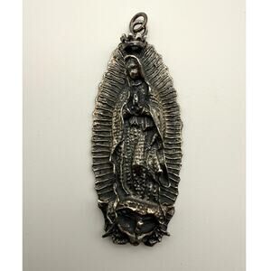 Vintage Sterling Silver "Our Lady of Guadalupe" Pendant | 32g | Genuine 925